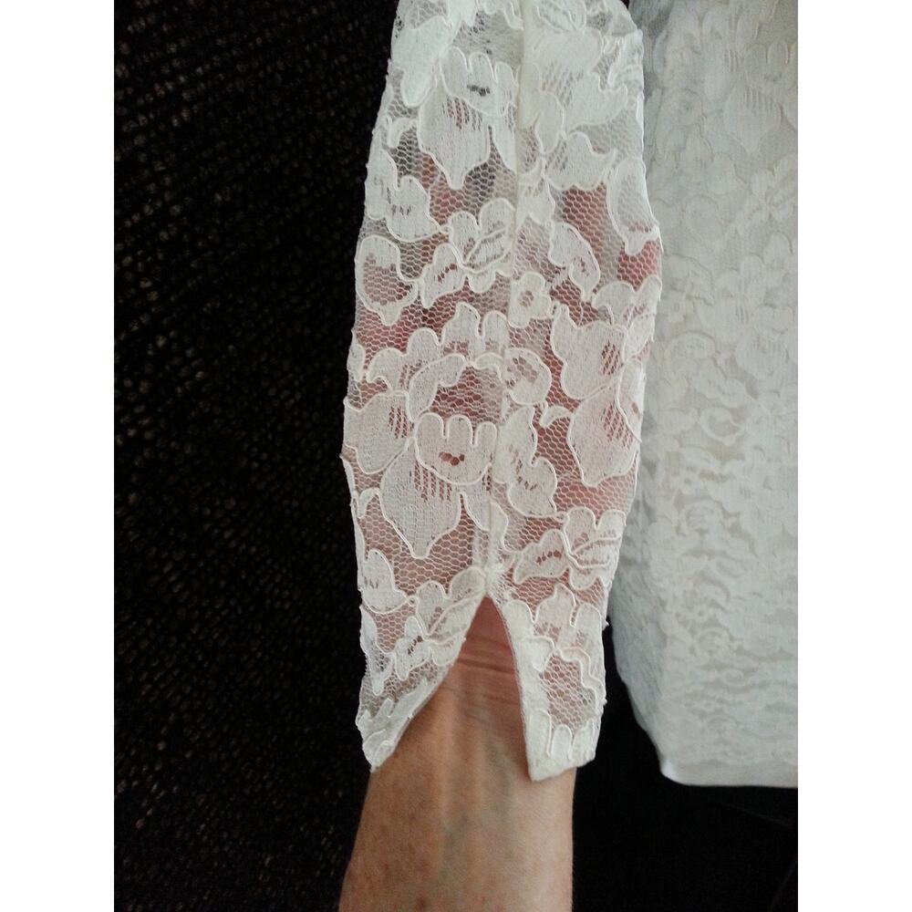LORRIE DEB Creamy White Vintage Bridal Dress Sz 9 Long Sleeve Lace Wedding Dress - Picture 8 of 11